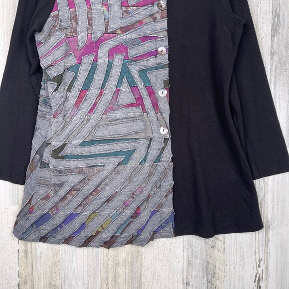 Parsley & Sage Art-to-Wear Blouse Women's Large Colorful Art Print Shirt - Picture 3 of 9